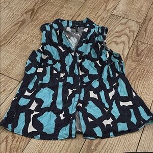 NIC+ZOE Teal and Black Patterned Top